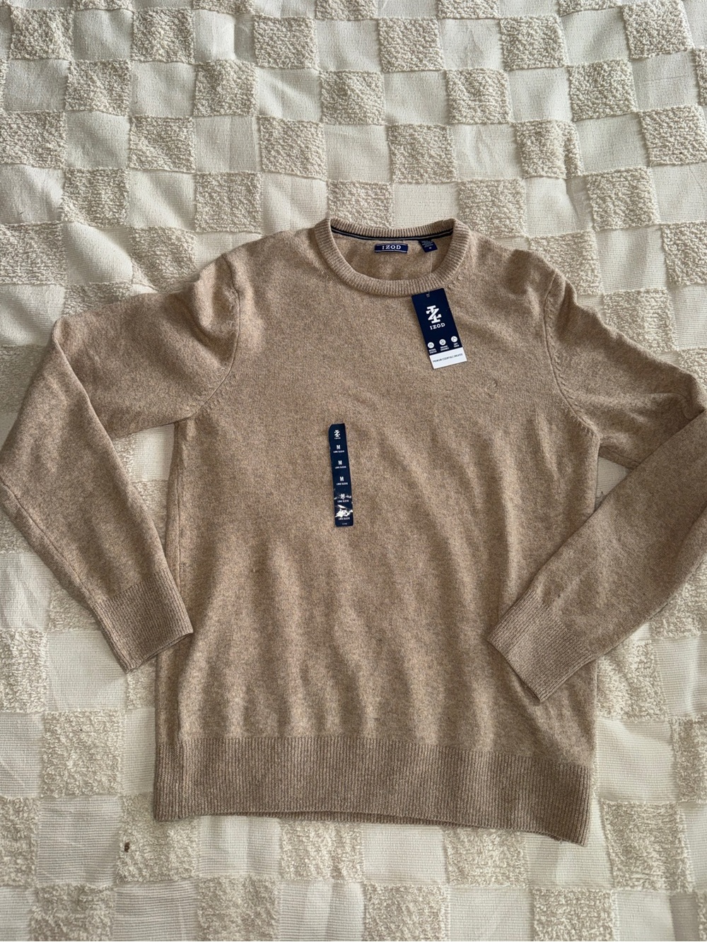 NWT Izod Men's Premium Essentials Crewneck Sweater in‎ Light Tan M